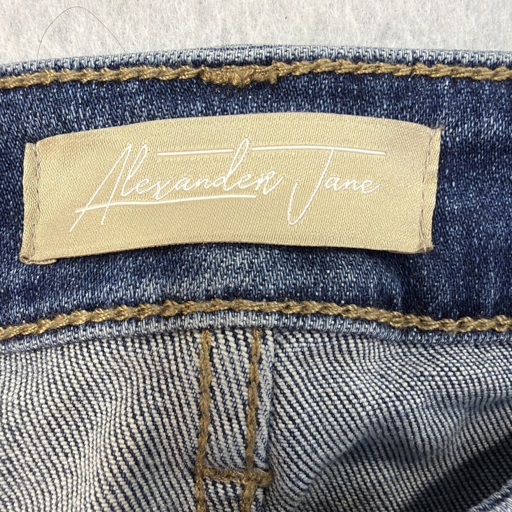 Alexander Jane  Women Jean Mid Rise Stretch Med  Wash Size 20 Wide Leg Raw Hem